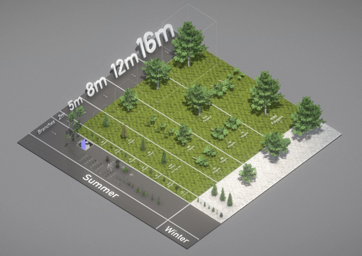 Walnut Honey Empress Black-Alder Yew-Taxus-Baccata Trees 3D Model Collection_10