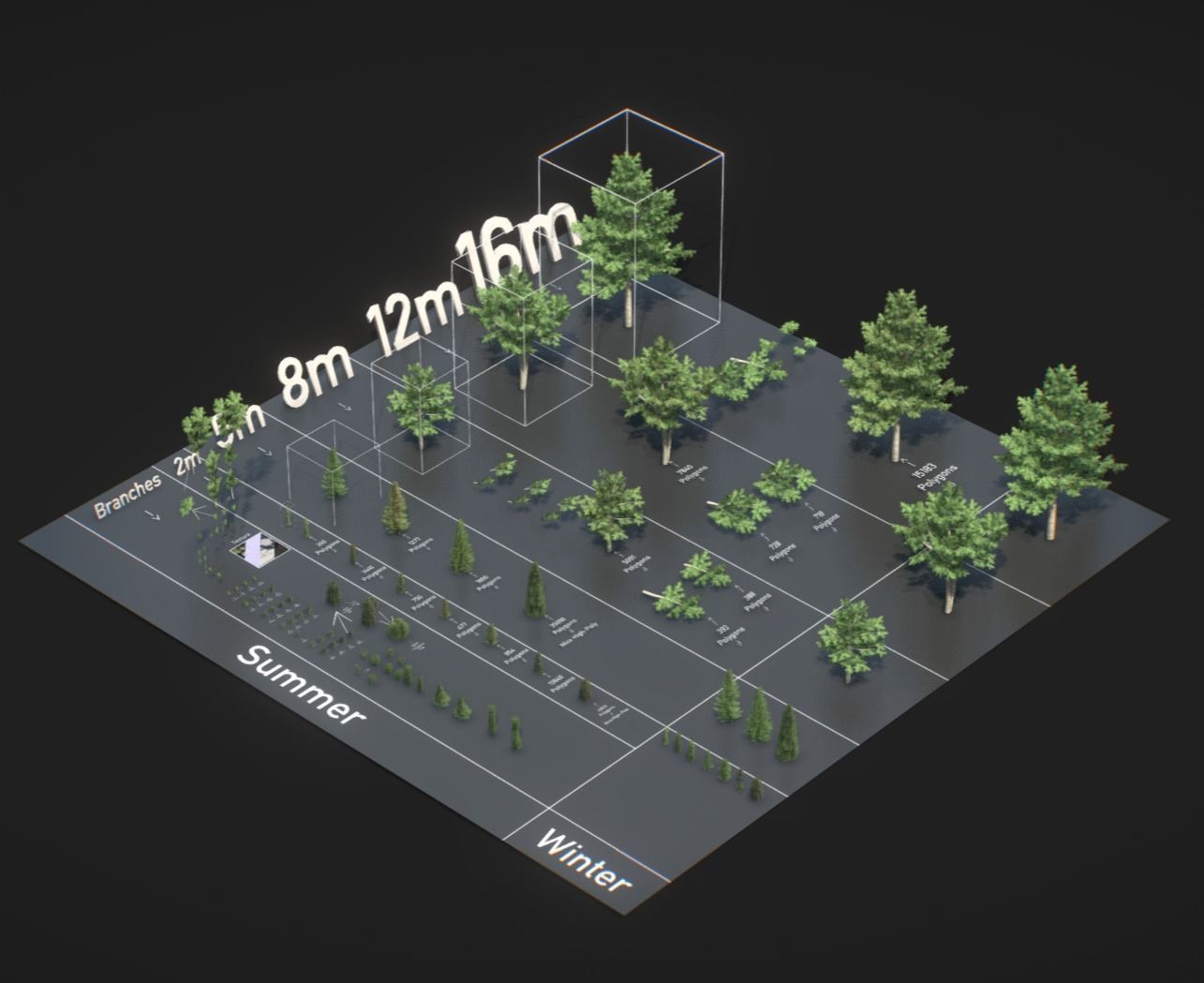 Walnut Honey Empress Black-Alder Yew-Taxus-Baccata Trees 3D Model Collection_38
