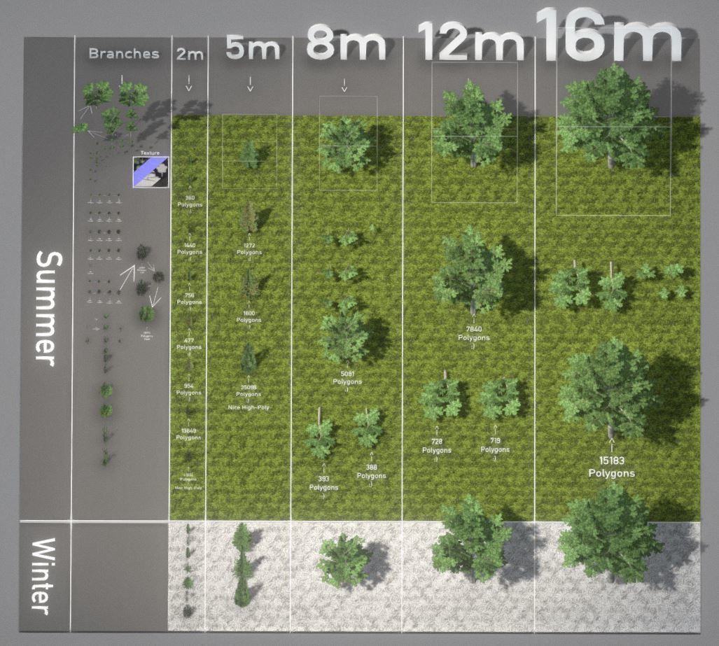 Walnut Honey Empress Black-Alder Yew-Taxus-Baccata Trees 3D Model Collection_9