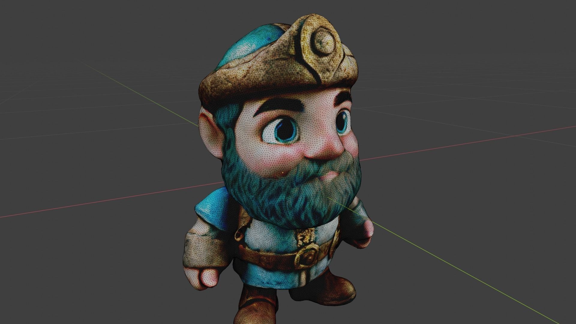 Dwarf King Low-poly 3D model_7