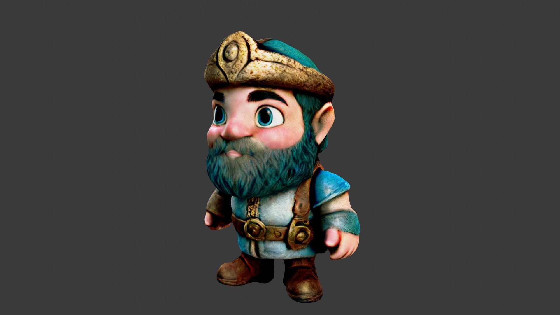 Dwarf King Low-poly 3D model_2