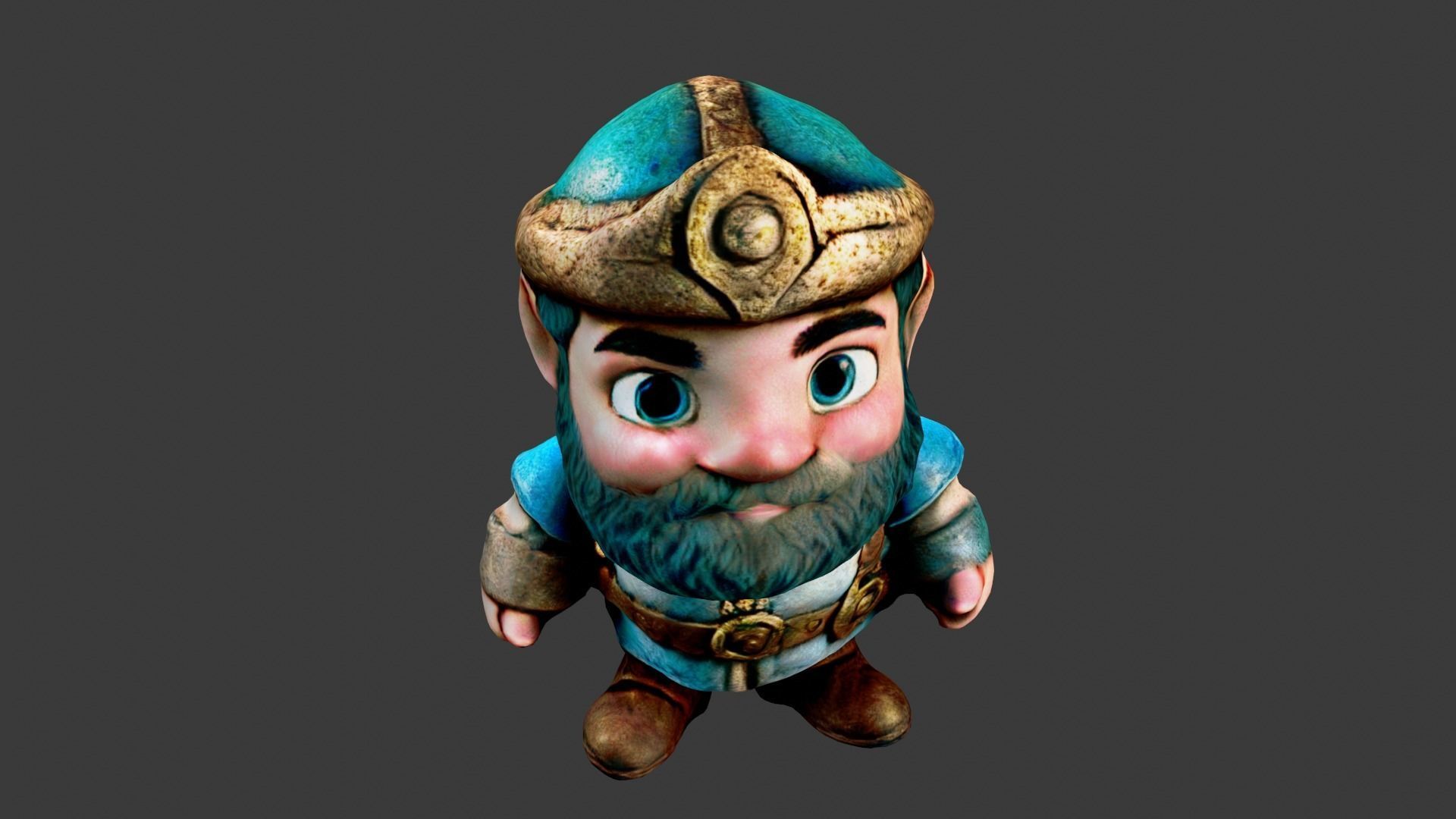 Dwarf King Low-poly 3D model_5