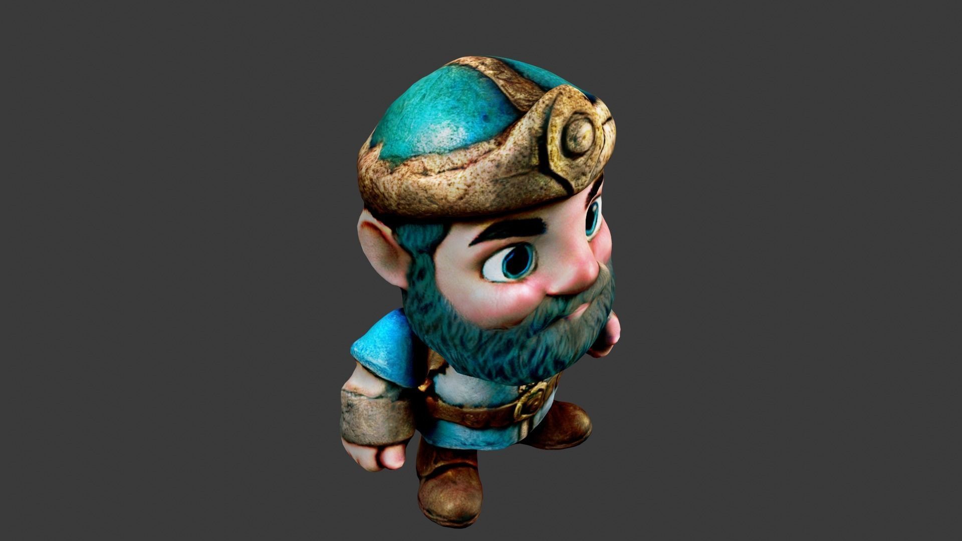 Dwarf King Low-poly 3D model_4