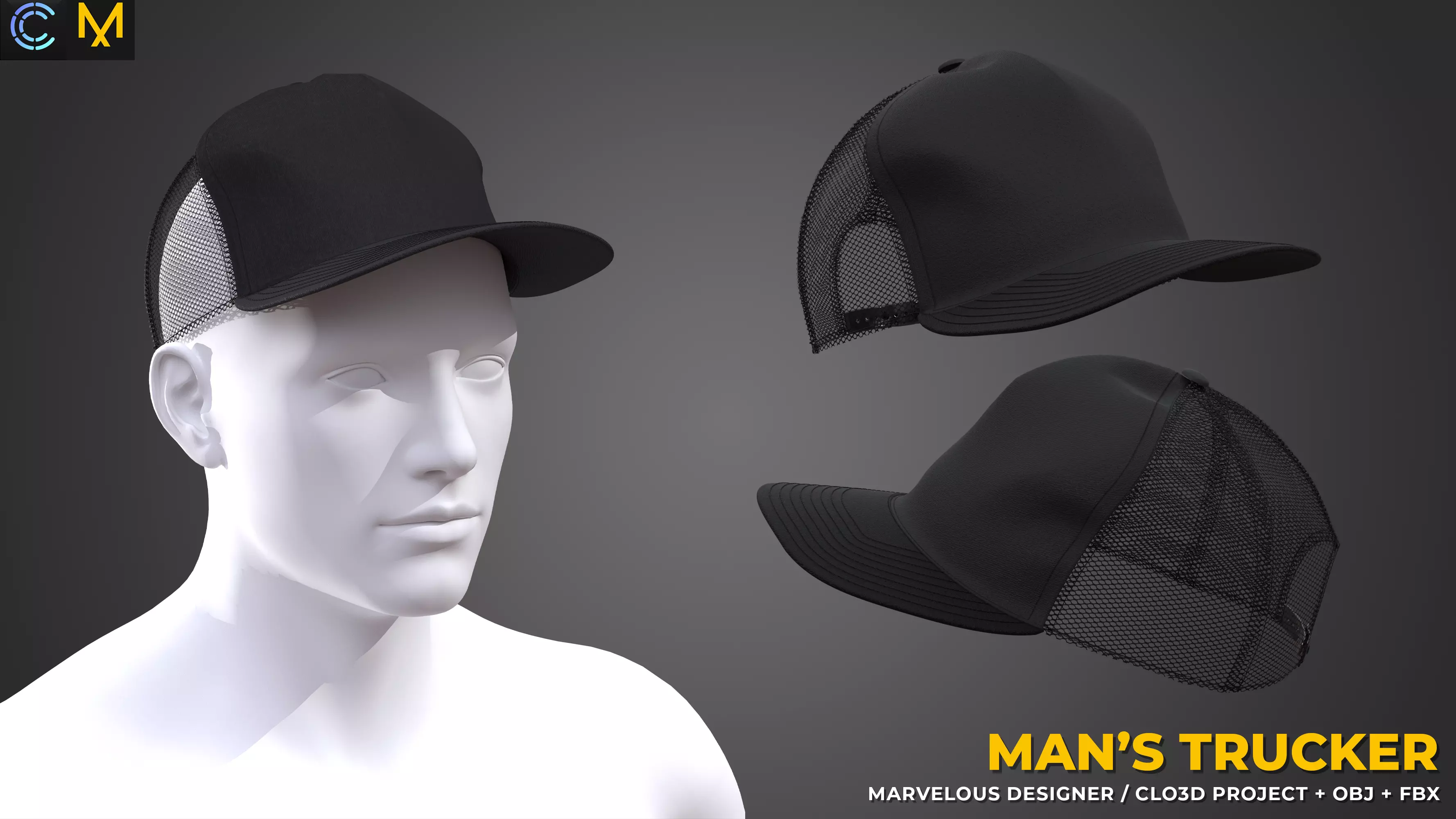 Mens Cap Trucker Hat 3D model