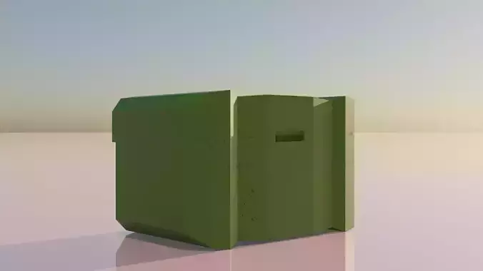 Painted metal Chest with worn scratches Animated