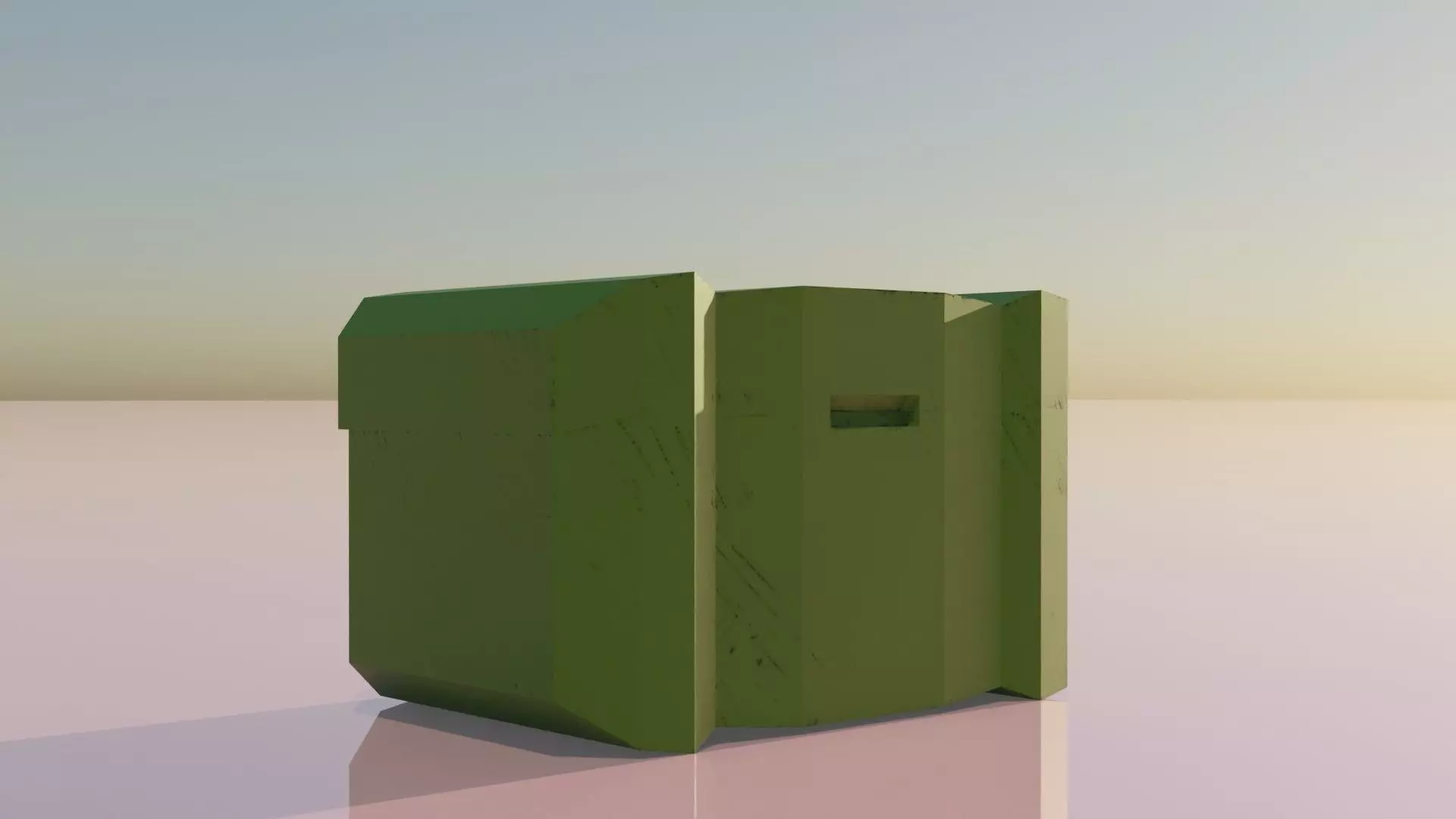 Painted metal Chest with worn scratches Animated Free low-poly 3D model