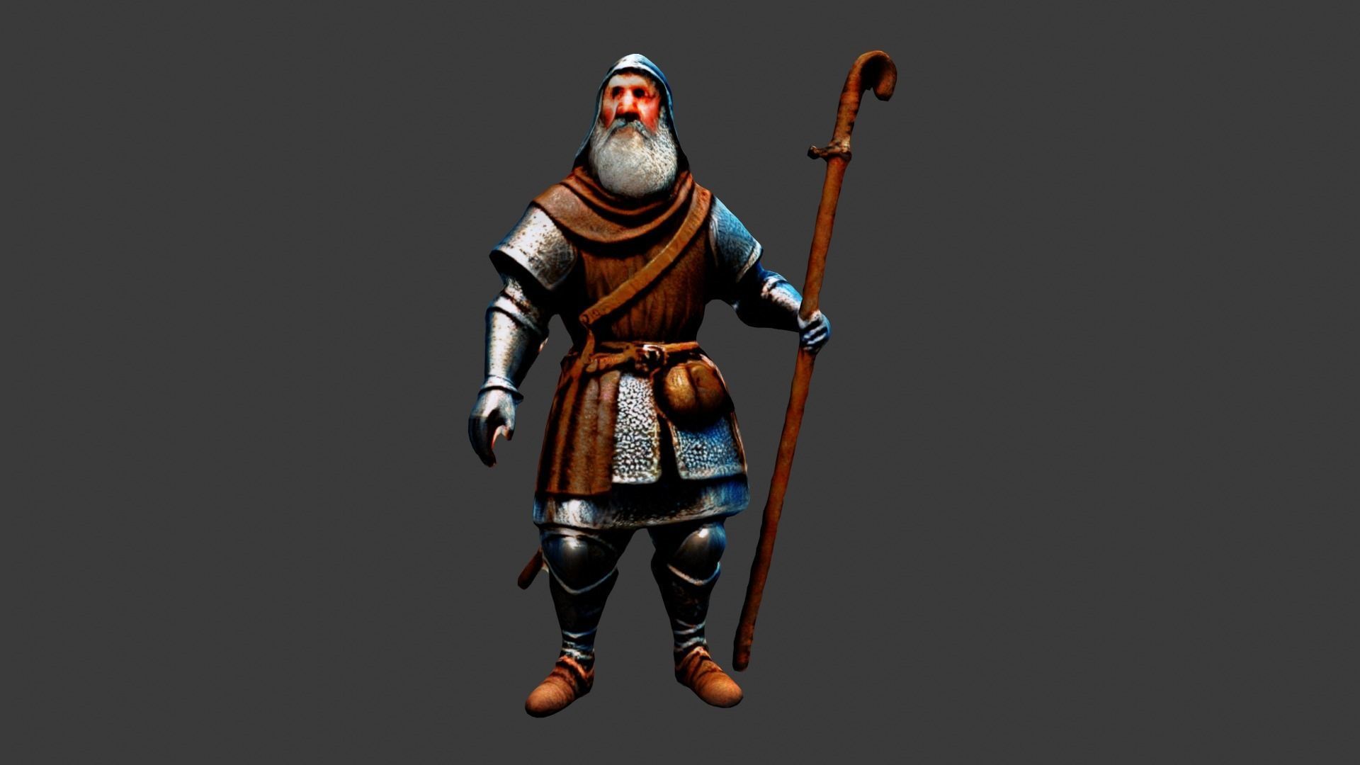 Blind Wizard Low-poly 3D model_1