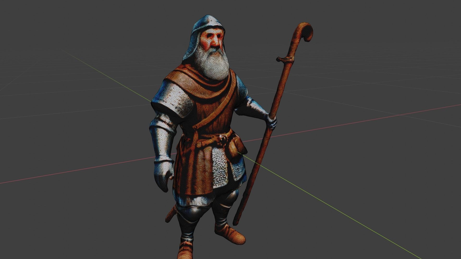 Blind Wizard Low-poly 3D model_7
