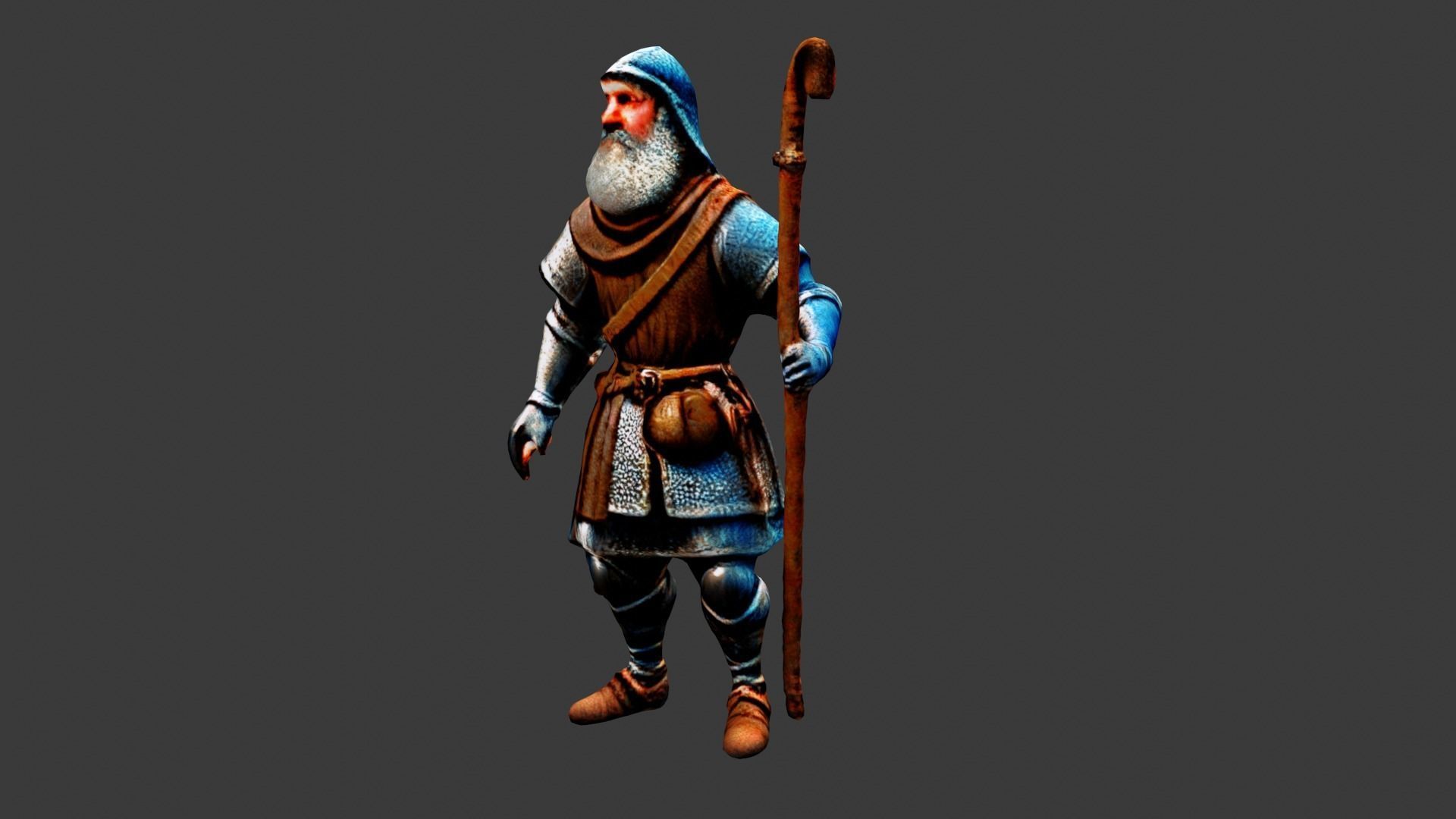 Blind Wizard Low-poly 3D model_2