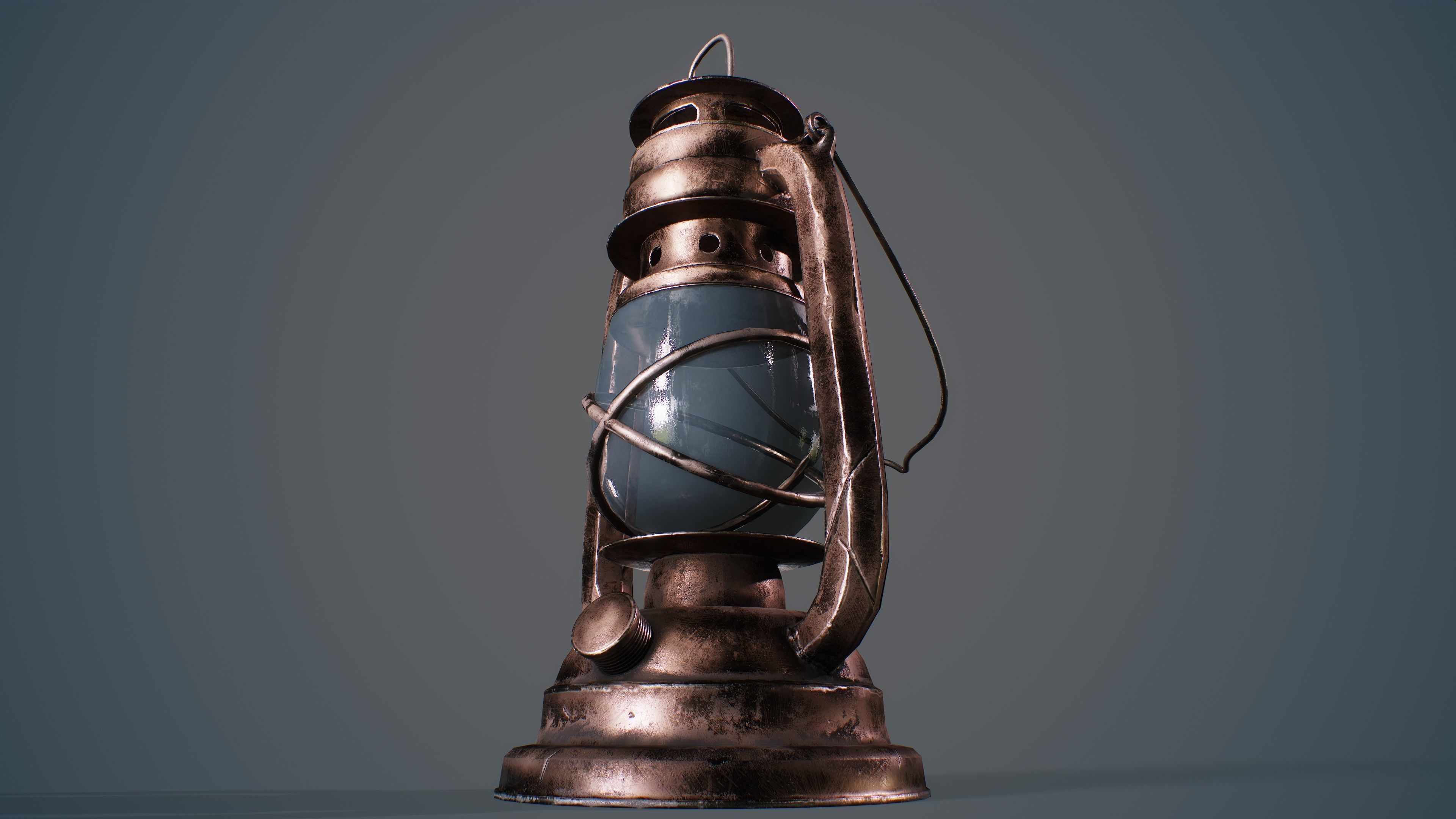Medieval Oil Lantern Low-poly 3D model_12