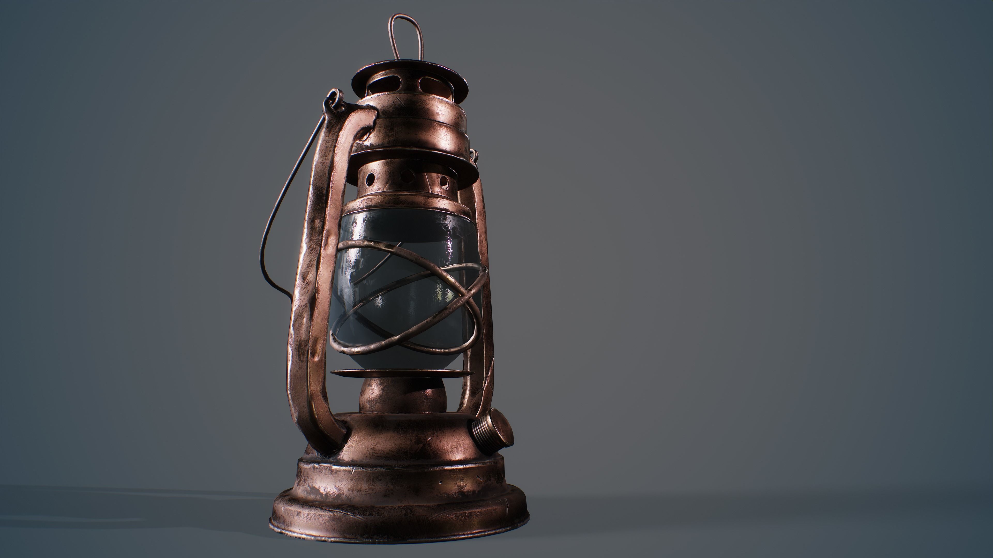 Medieval Oil Lantern Low-poly 3D model_13