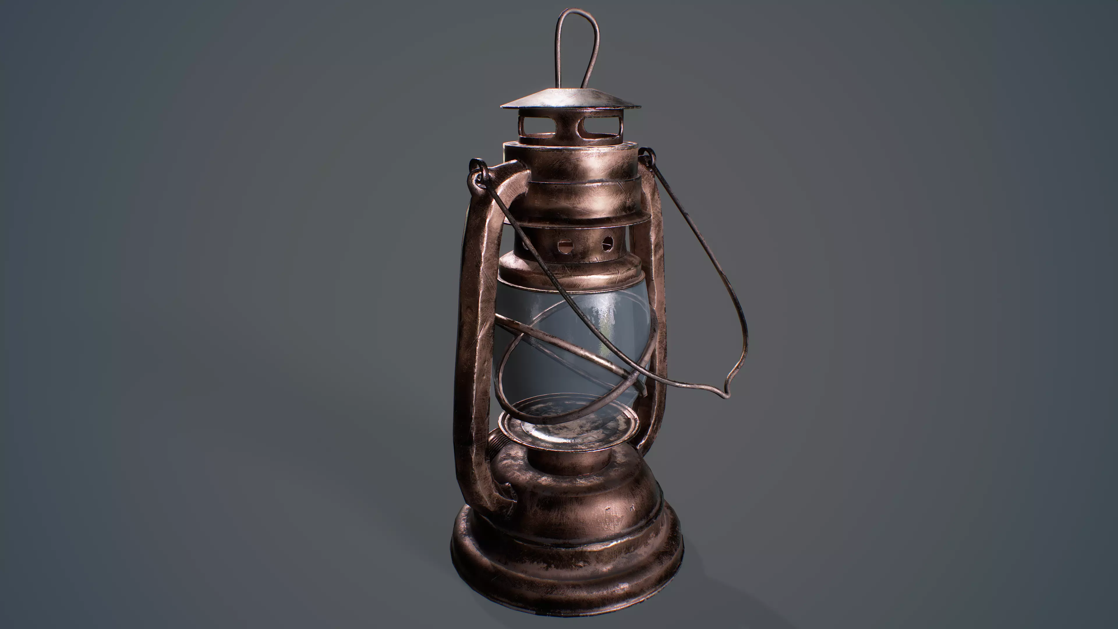Medieval Oil Lantern Low-poly 3D model_0