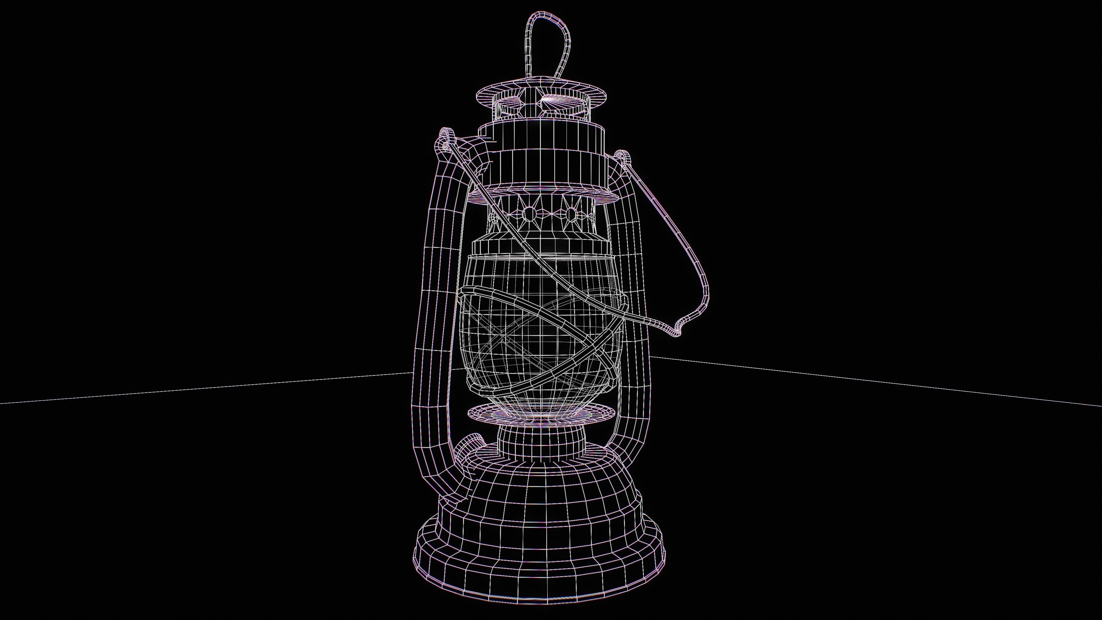 Medieval Oil Lantern Low-poly 3D model_4