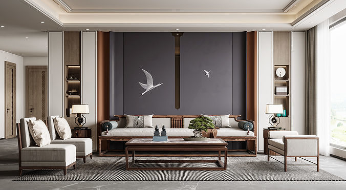 Chinese style room New living 3D model
