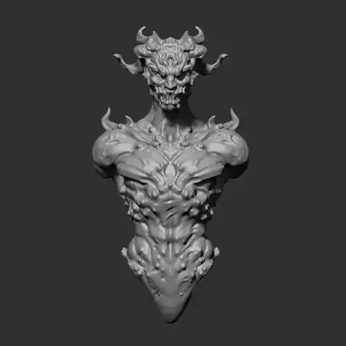 Zbrush high-poly torso of creature
