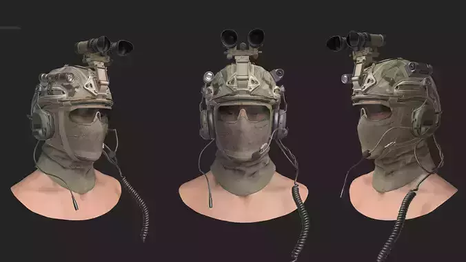 AAA  SOLDIER HELMET HEAD Low-poly and Hi-poly 3D model for game