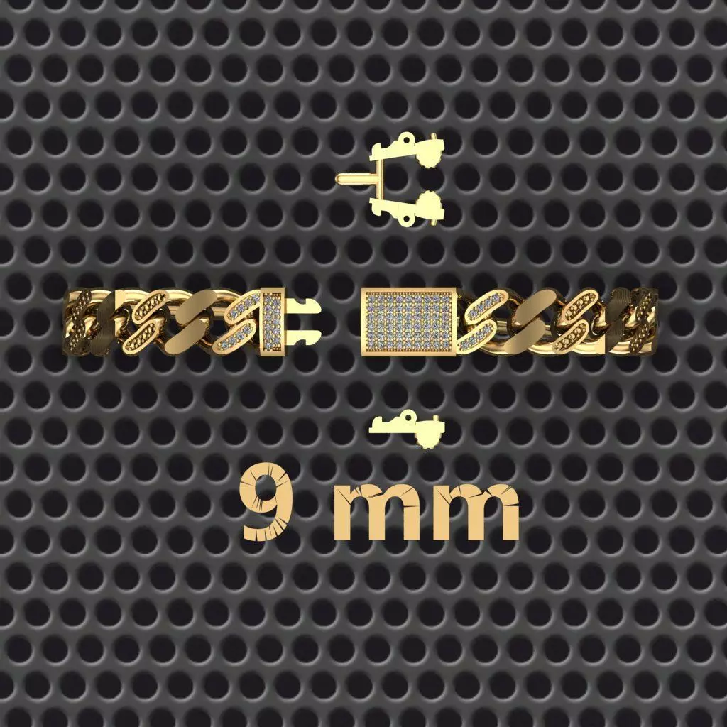 9 MM  CUBAN LINK CHAIN FOR BRACELET OR NECKLACE 3D print model_0
