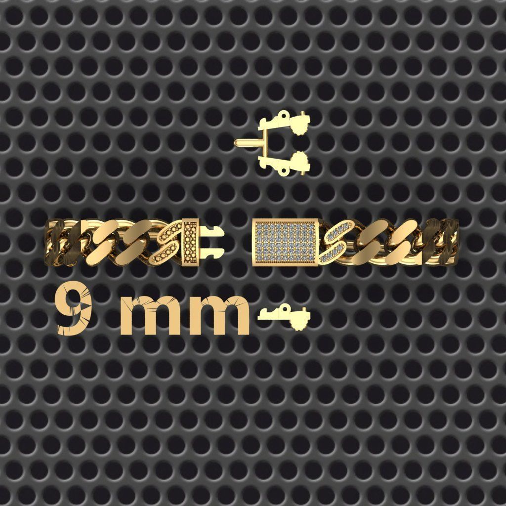 9 MM  CUBAN LINK CHAIN FOR BRACELET 3D print model_2