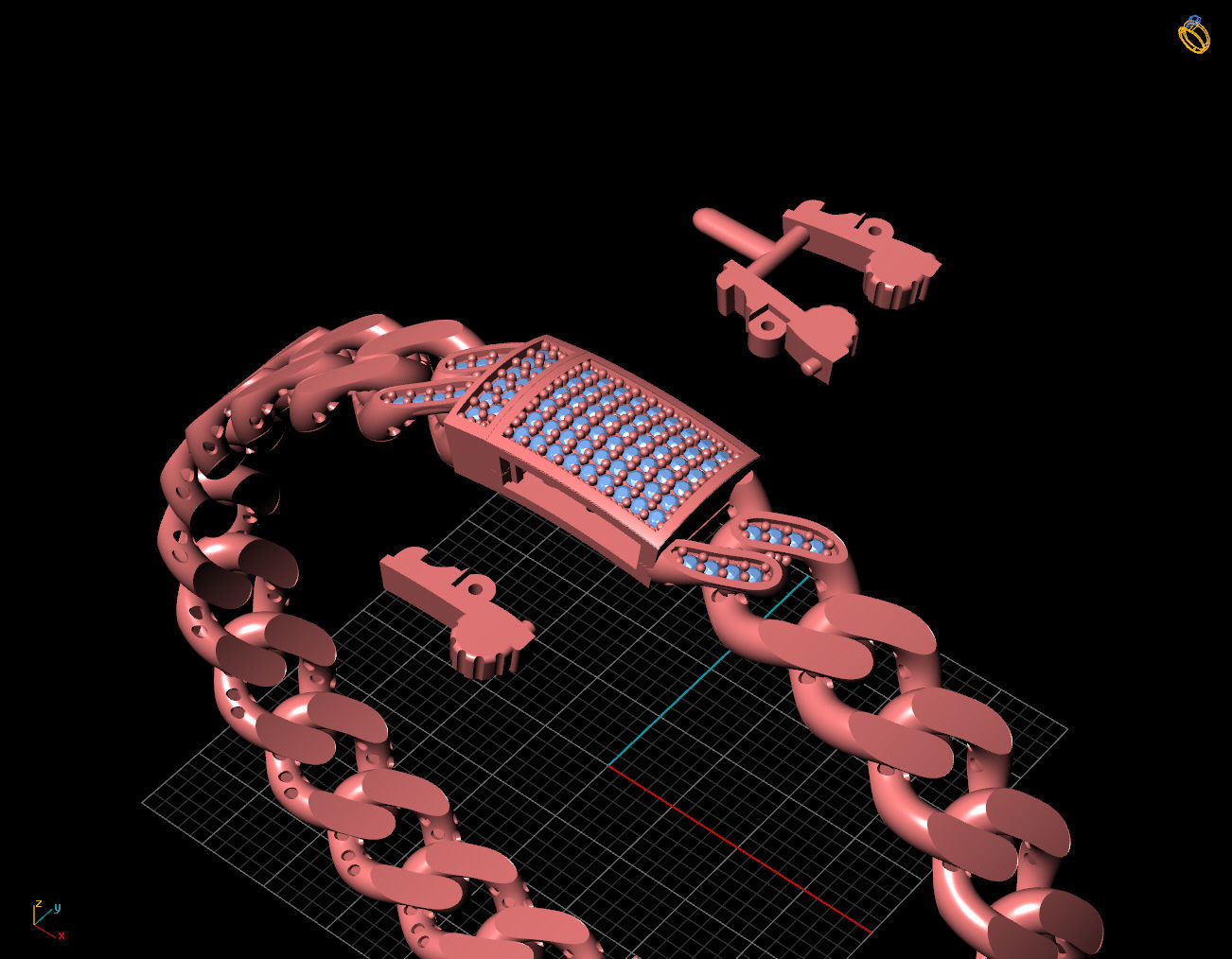 9 MM  CUBAN LINK CHAIN FOR BRACELET 3D print model_8