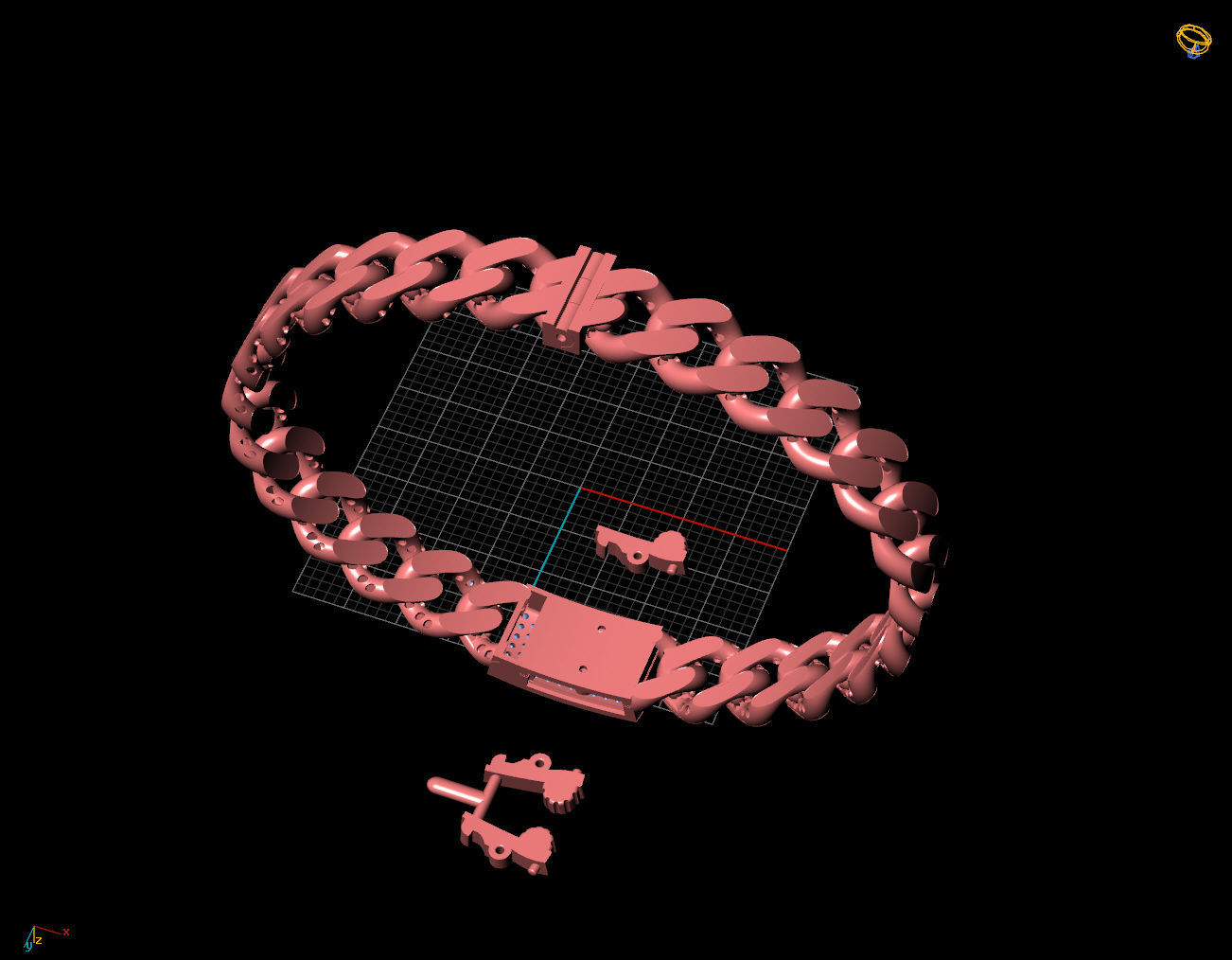 9 MM  CUBAN LINK CHAIN FOR BRACELET 3D print model_9