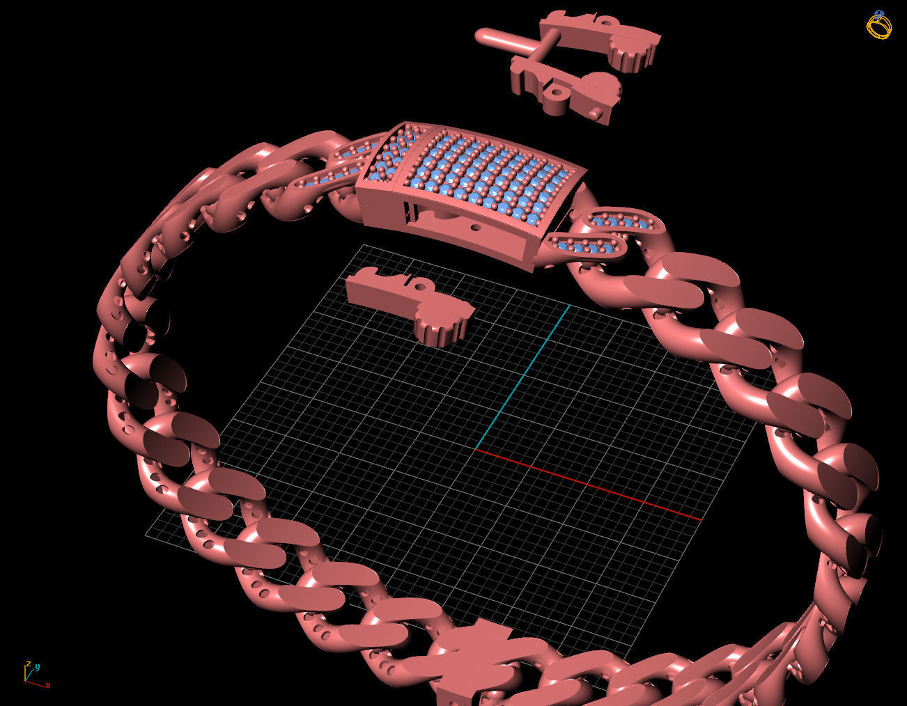 9 MM  CUBAN LINK CHAIN FOR BRACELET 3D print model_10