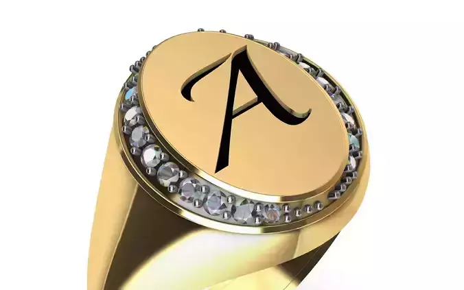 Mens ring for letter engraving