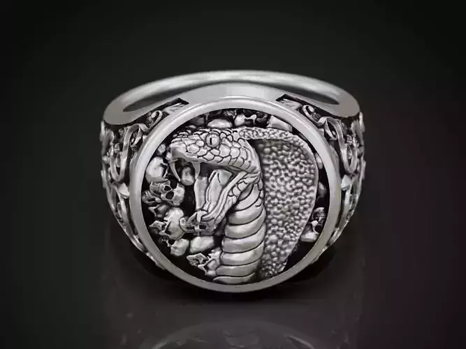 Cobra Skulls ring baroque pattern