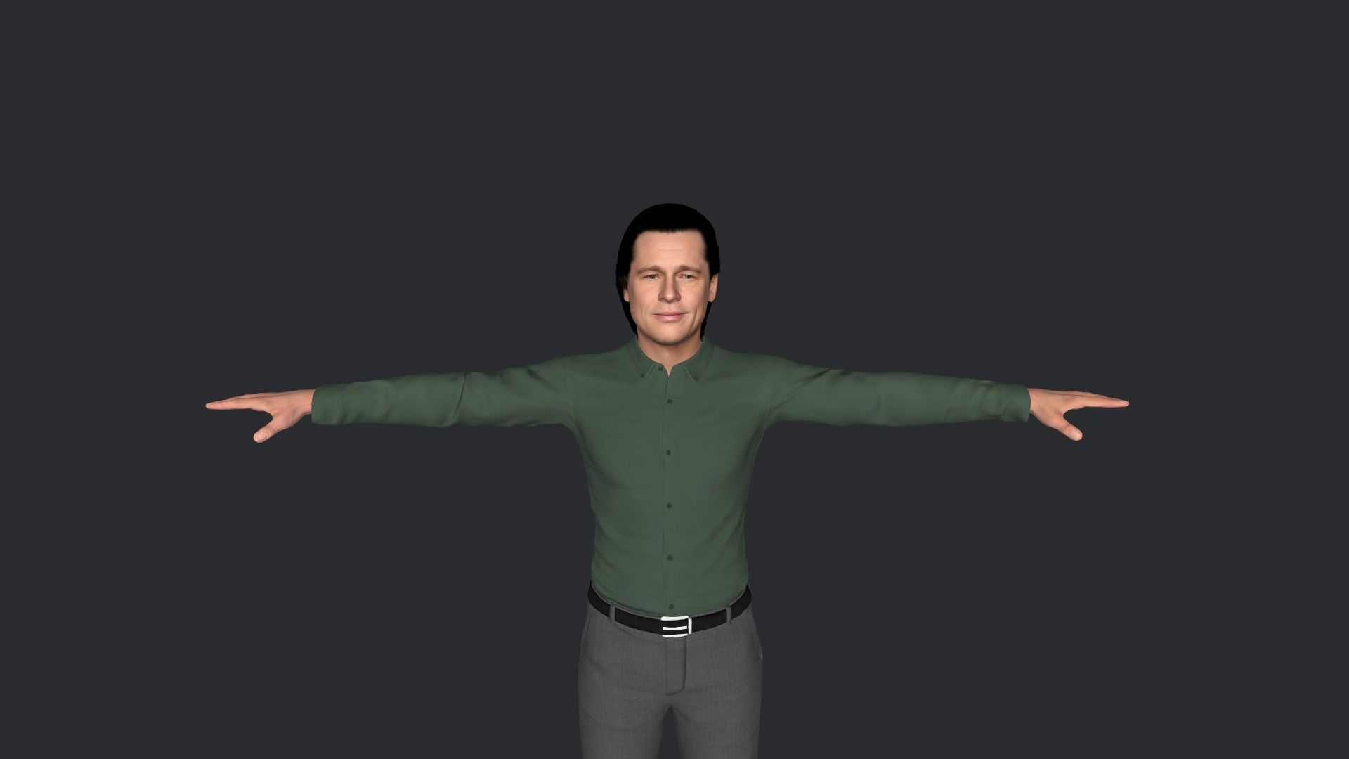 Brad Pitt Hyper Realistic Full Body Rigged Character 3D model_32