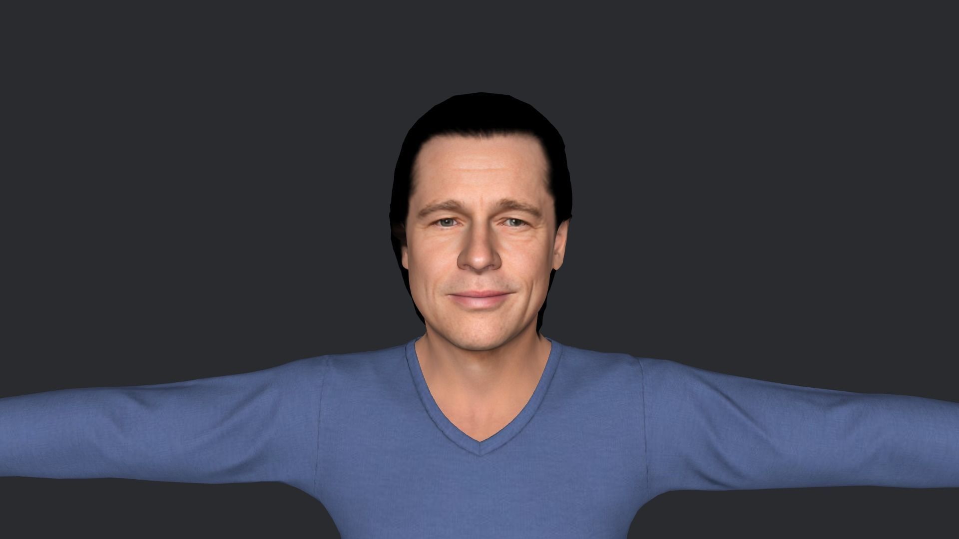 Brad Pitt Hyper Realistic Full Body Rigged Character 3D model_21