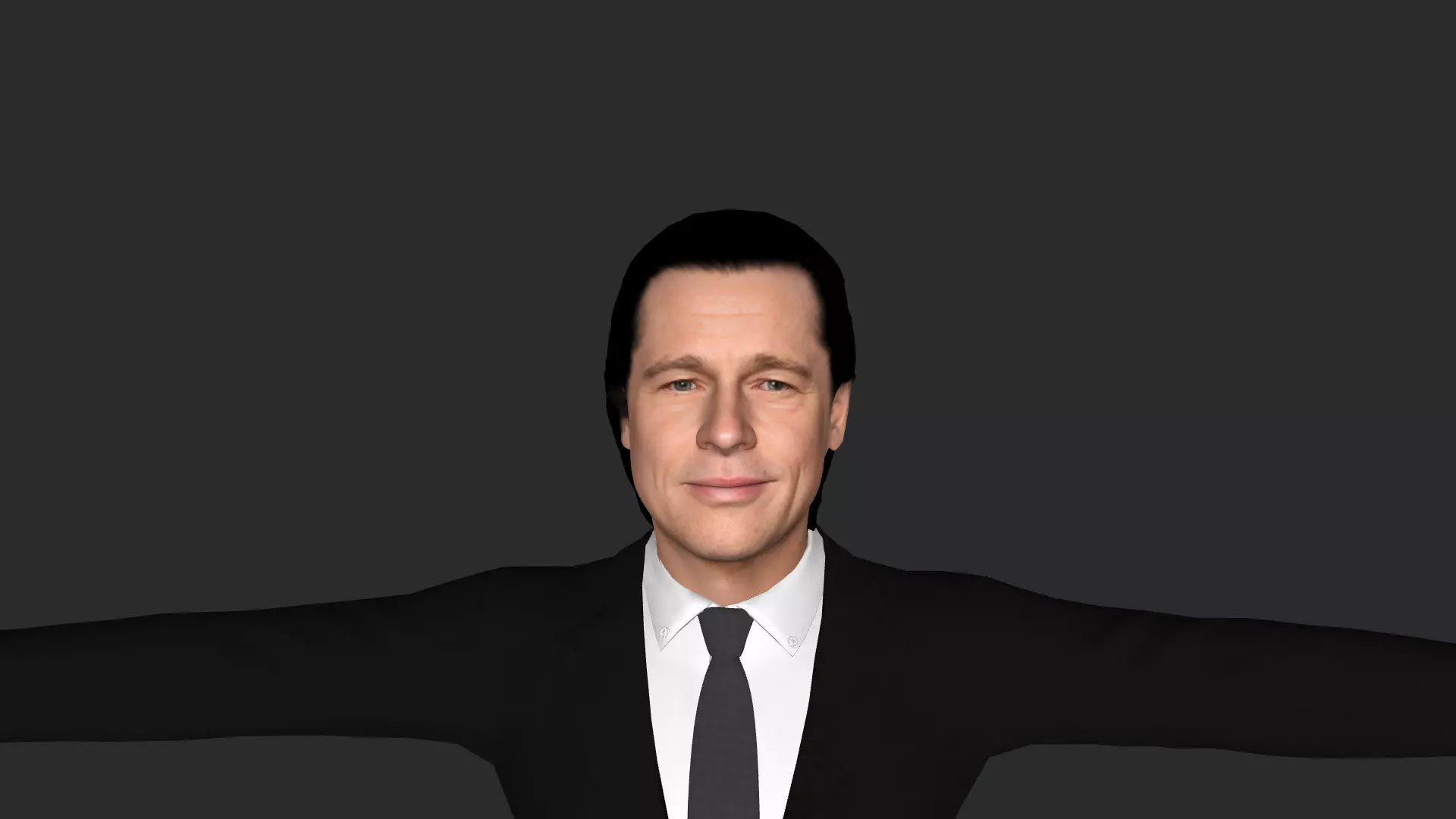 Brad Pitt Hyper Realistic Full Body Rigged Character 3D model_0