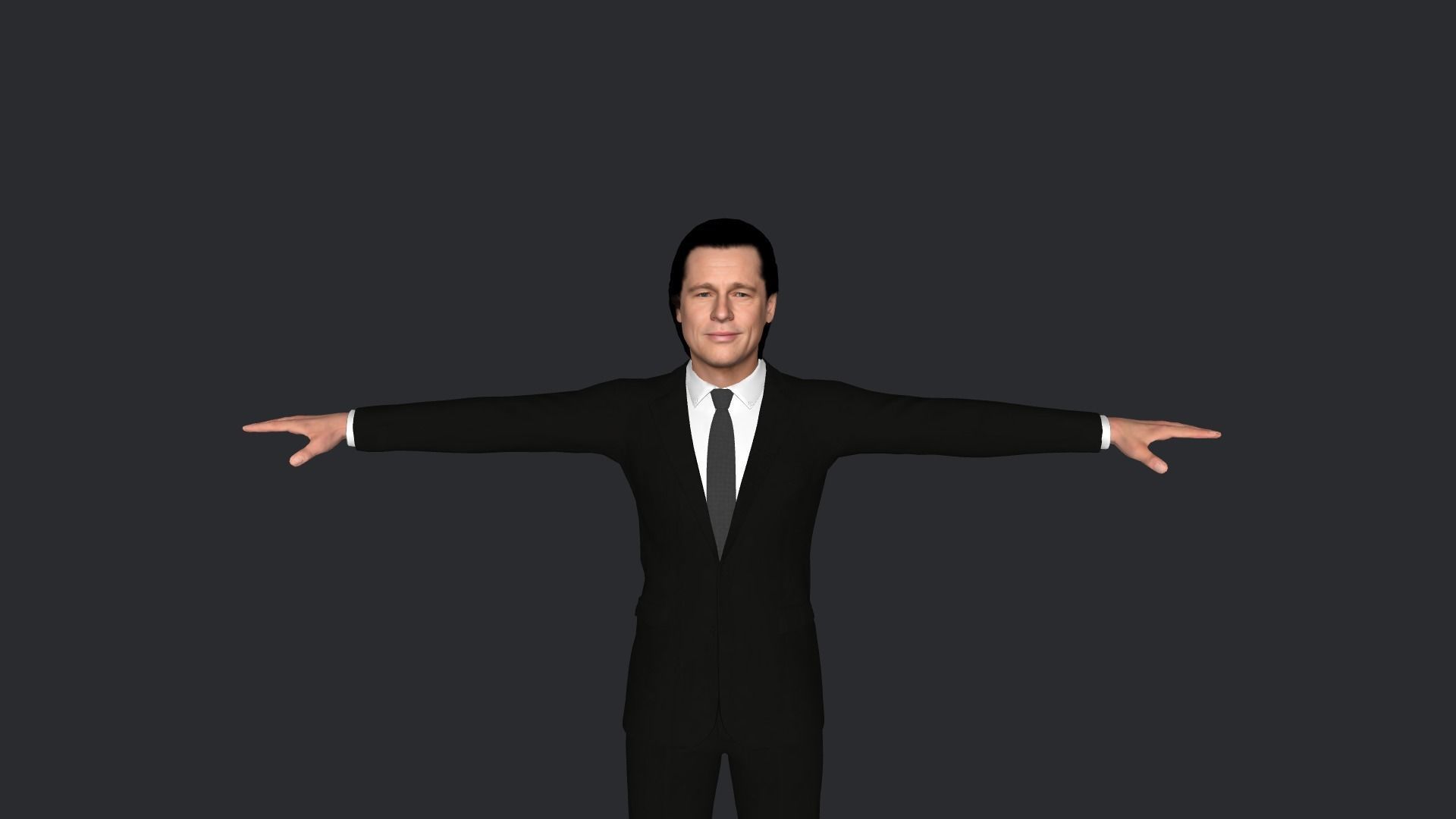 Brad Pitt Hyper Realistic Full Body Rigged Character 3D model_1