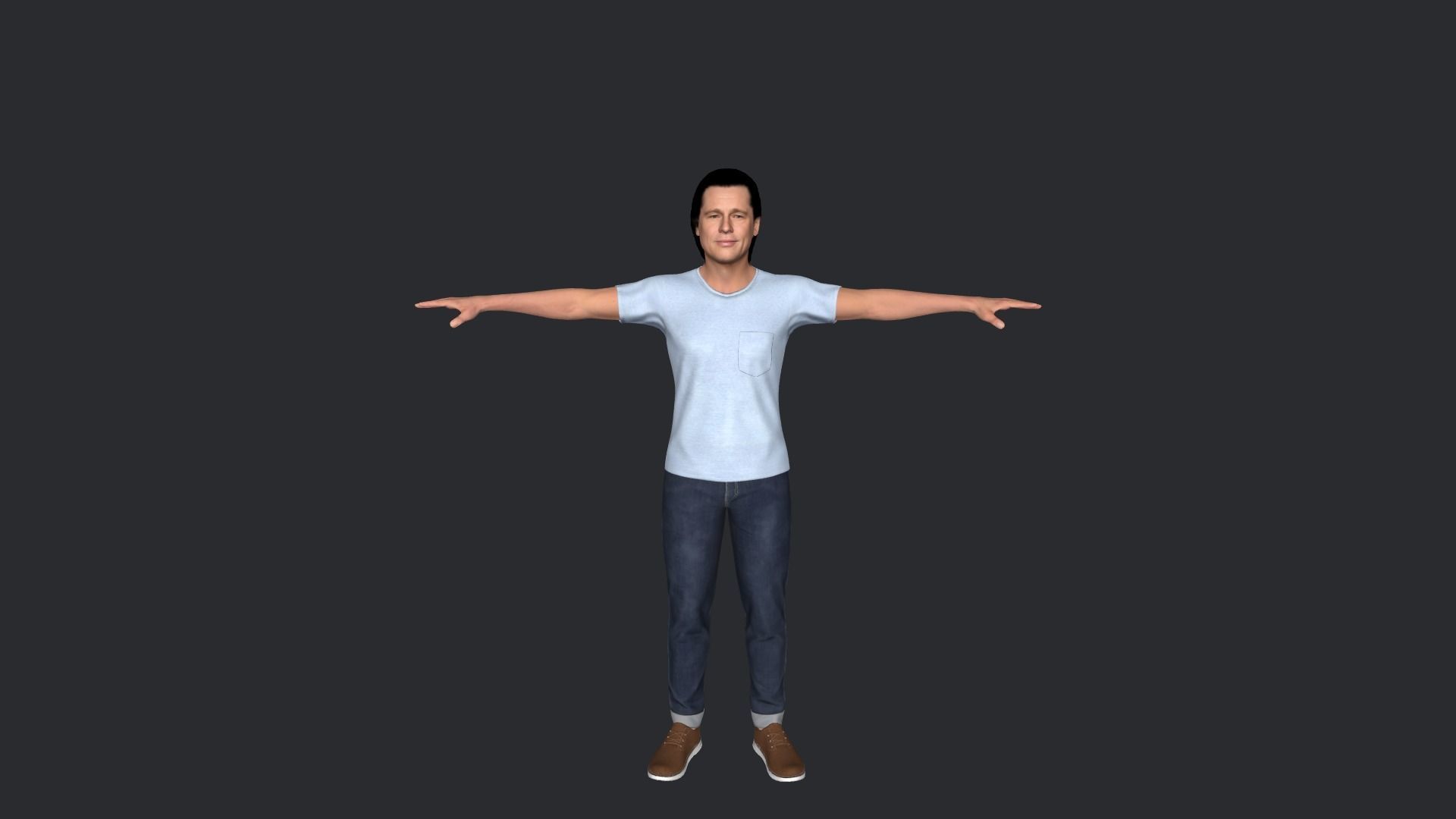 Brad Pitt Hyper Realistic Full Body Rigged Character 3D model_13