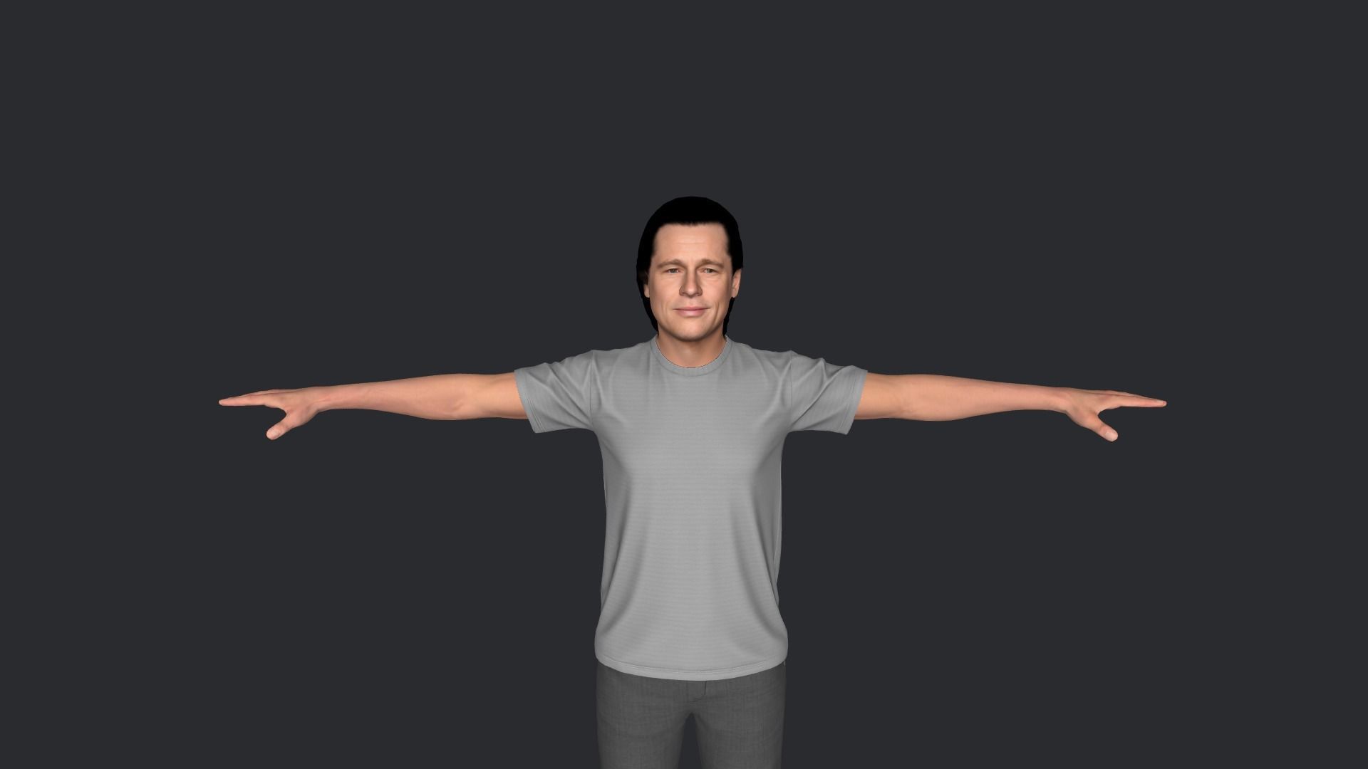 Brad Pitt Hyper Realistic Full Body Rigged Character 3D model_17