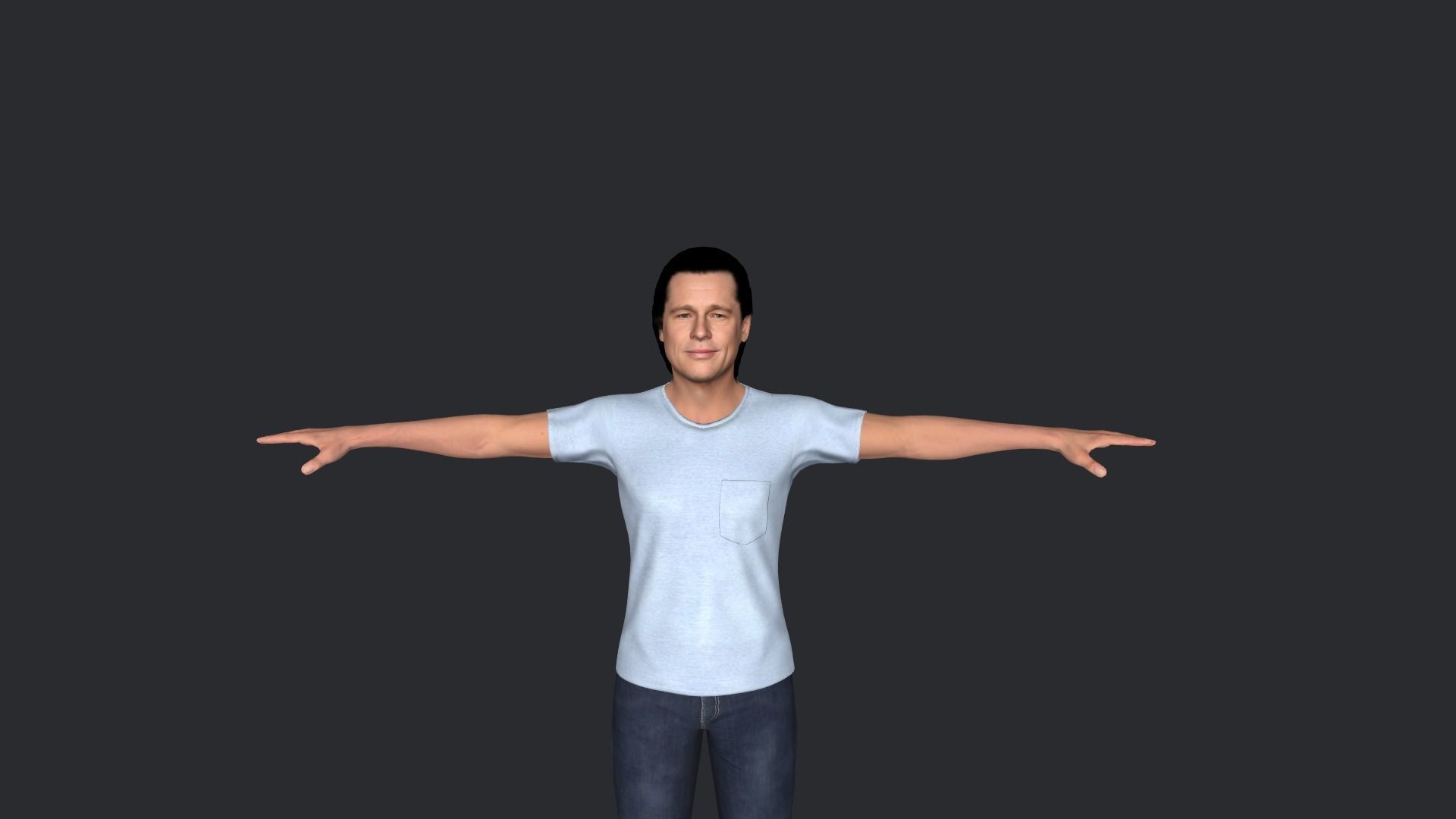 Brad Pitt Hyper Realistic Full Body Rigged Character 3D model_11