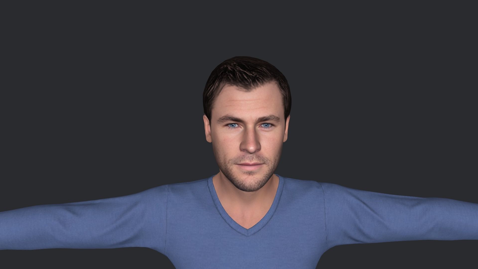 Chris Hemsworth Hyper Realistic Full Body Rigged Character 3D model_16