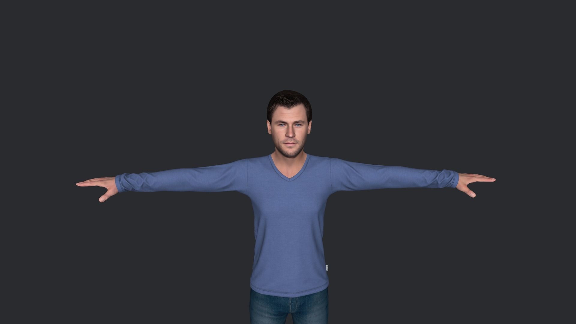 Chris Hemsworth Hyper Realistic Full Body Rigged Character 3D model_17