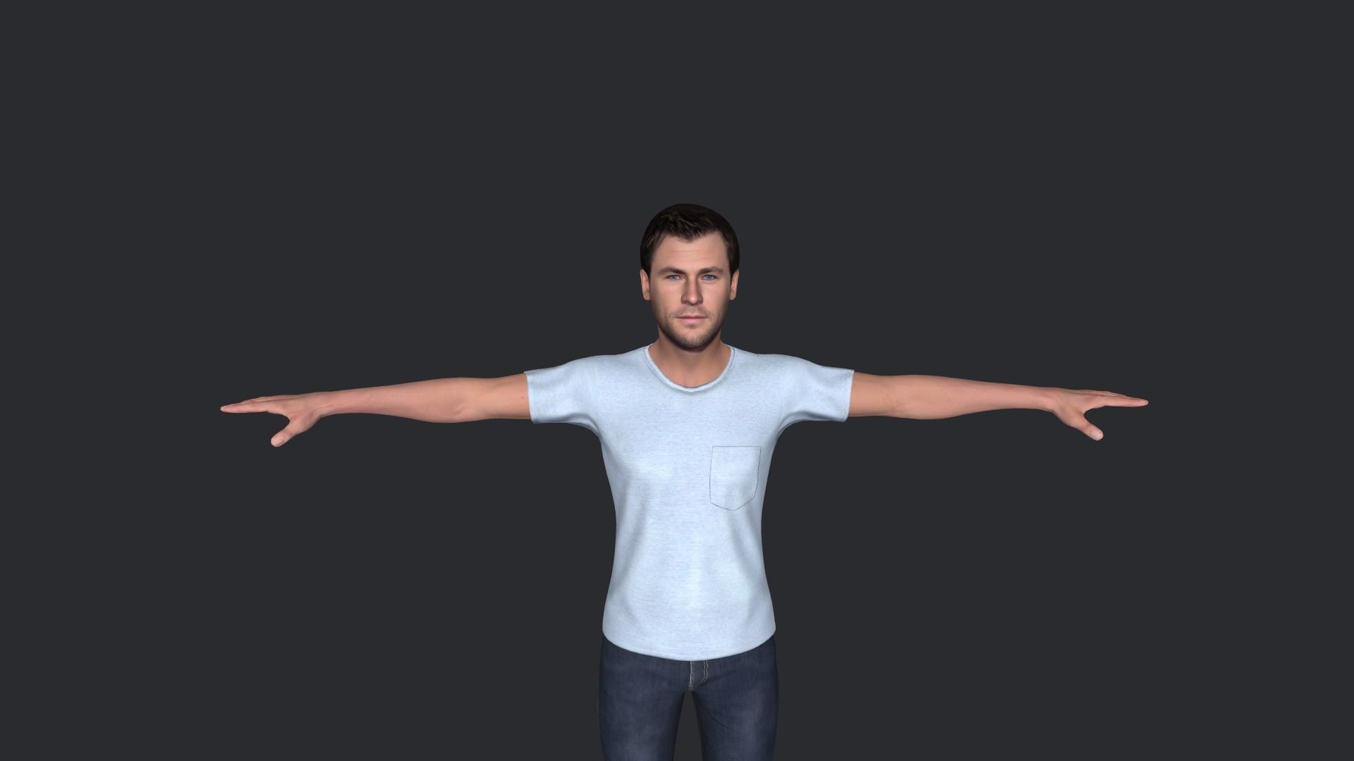 Chris Hemsworth Hyper Realistic Full Body Rigged Character 3D model_6