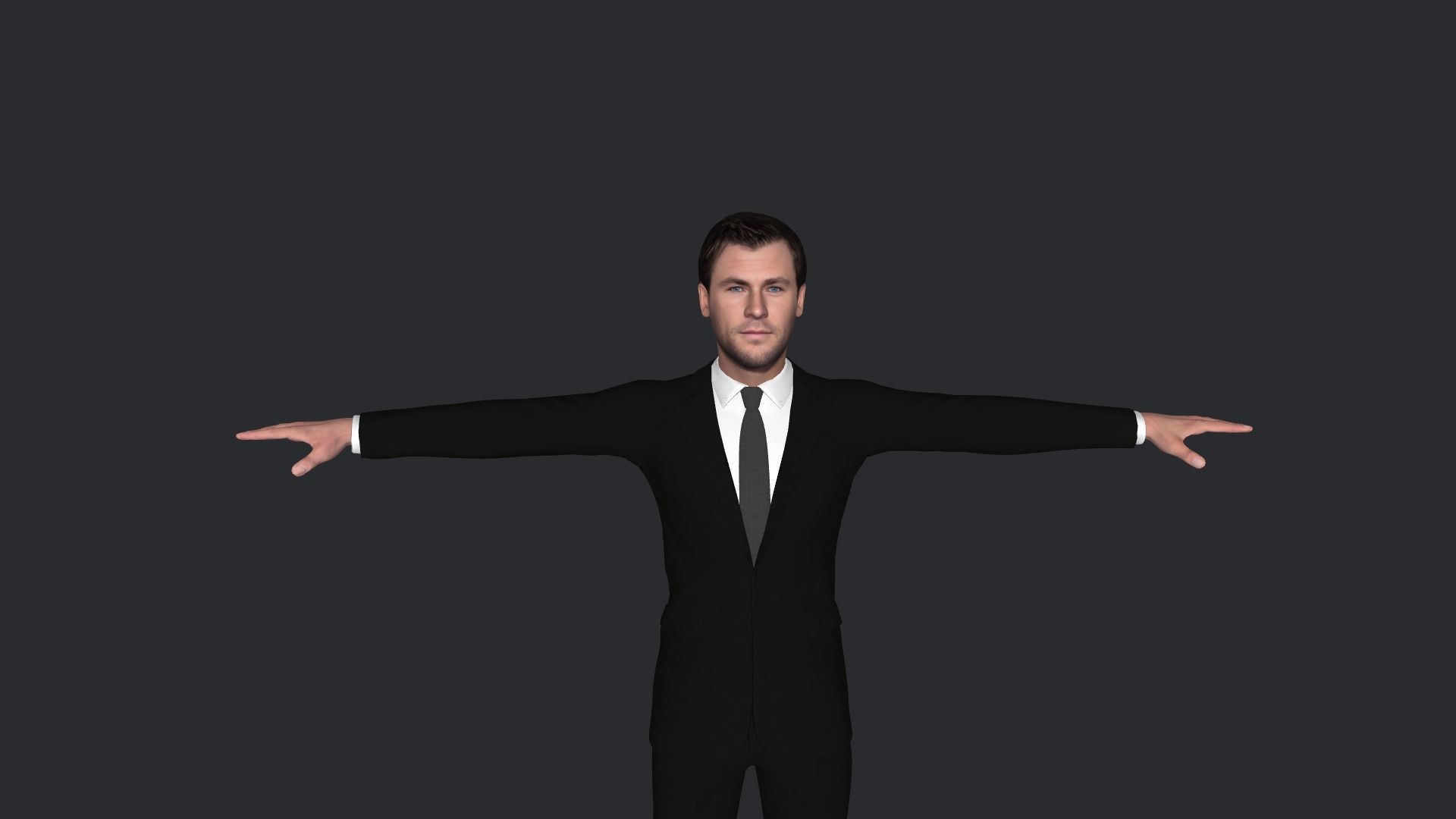Chris Hemsworth Hyper Realistic Full Body Rigged Character 3D model_1
