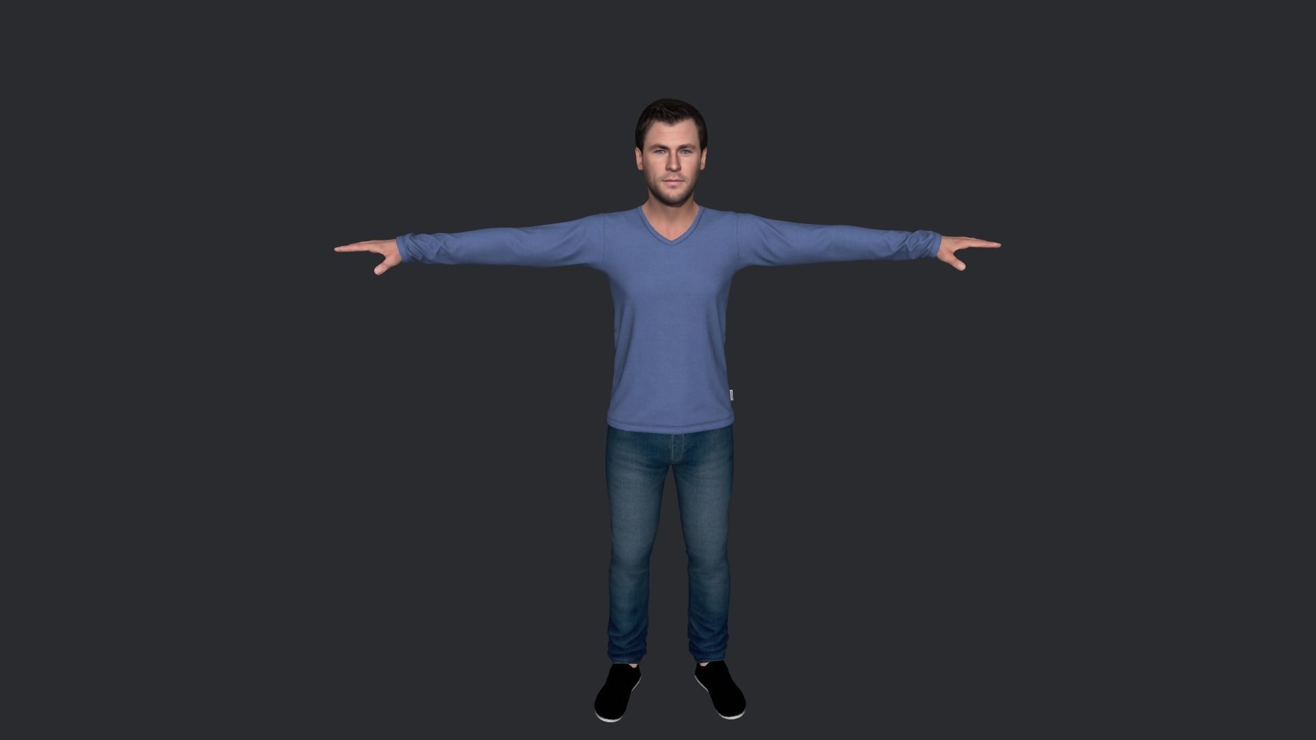 Chris Hemsworth Hyper Realistic Full Body Rigged Character 3D model_18