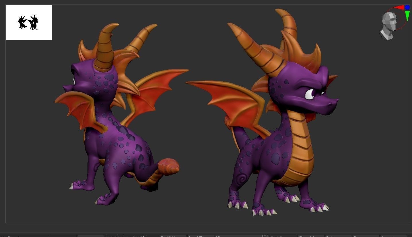 Dragon Spyro miniature 3D print model_1