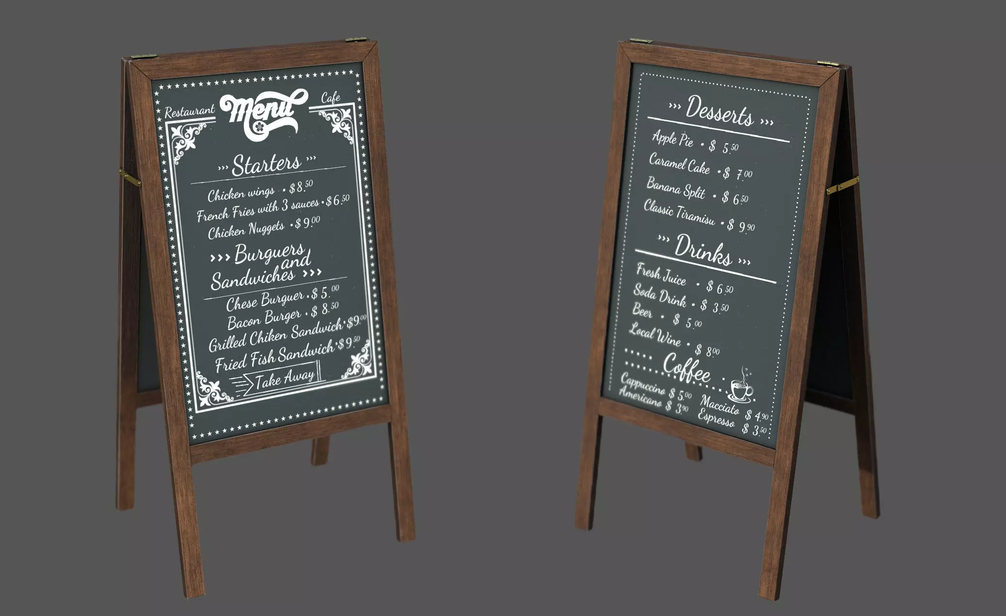Restaurant Blackboard Low-poly 3D model_0