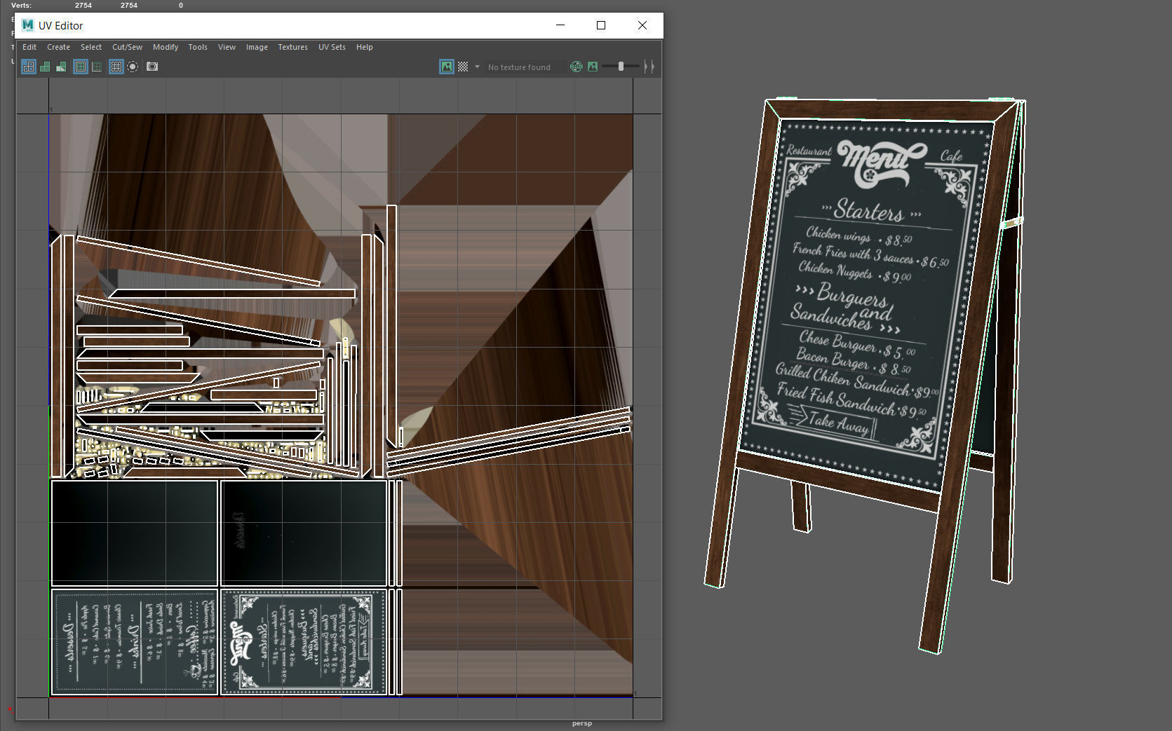 Restaurant Blackboard Low-poly 3D model_10