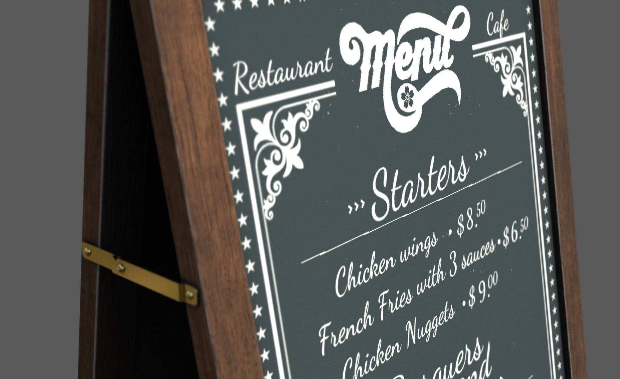 Restaurant Blackboard Low-poly 3D model_2