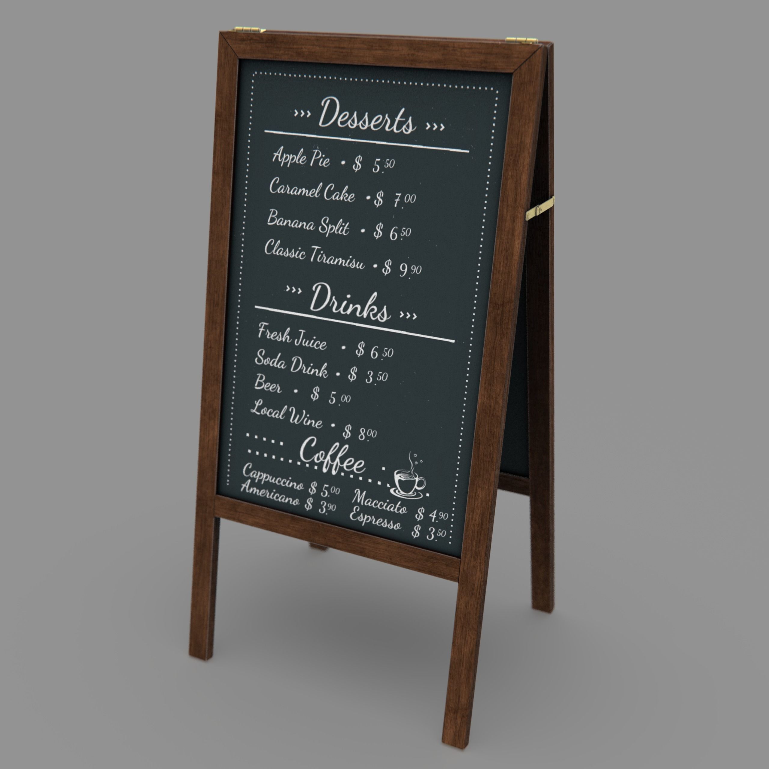 Restaurant Blackboard Low-poly 3D model_12