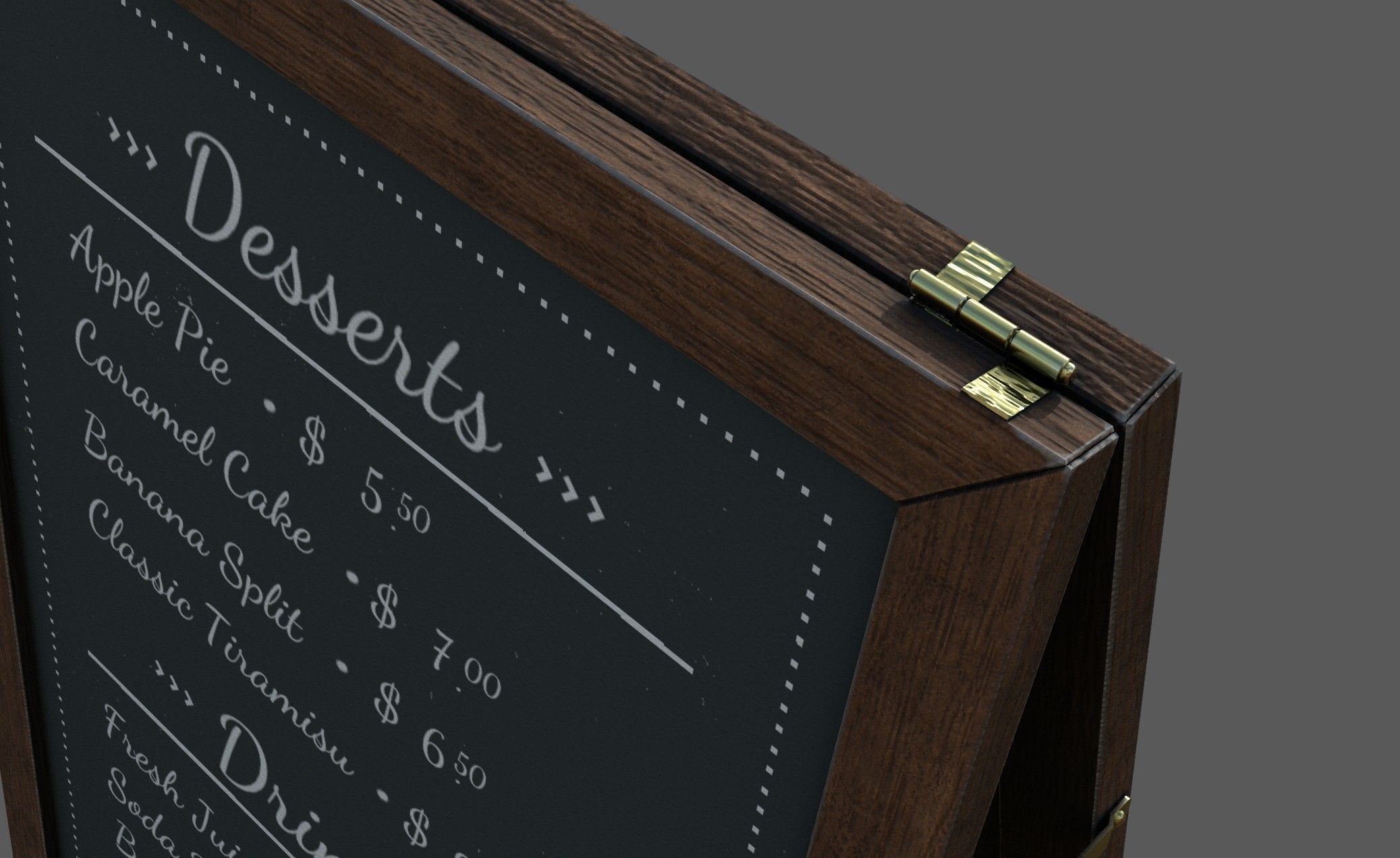 Restaurant Blackboard Low-poly 3D model_3