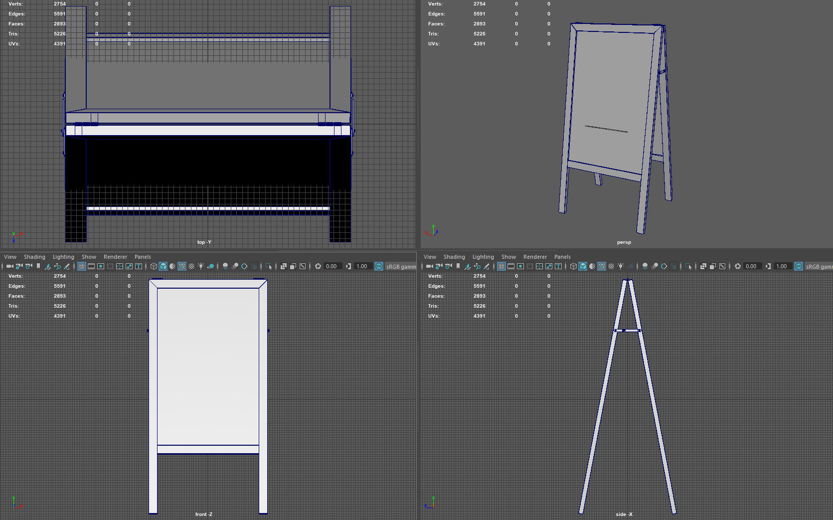 Restaurant Blackboard Low-poly 3D model_9