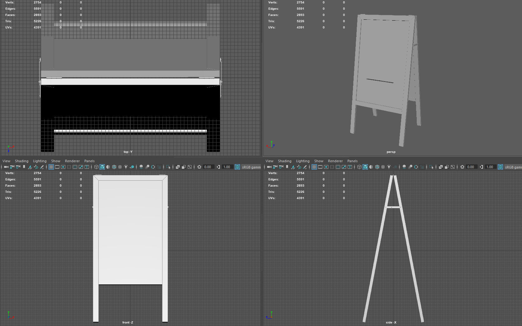 Restaurant Blackboard Low-poly 3D model_8