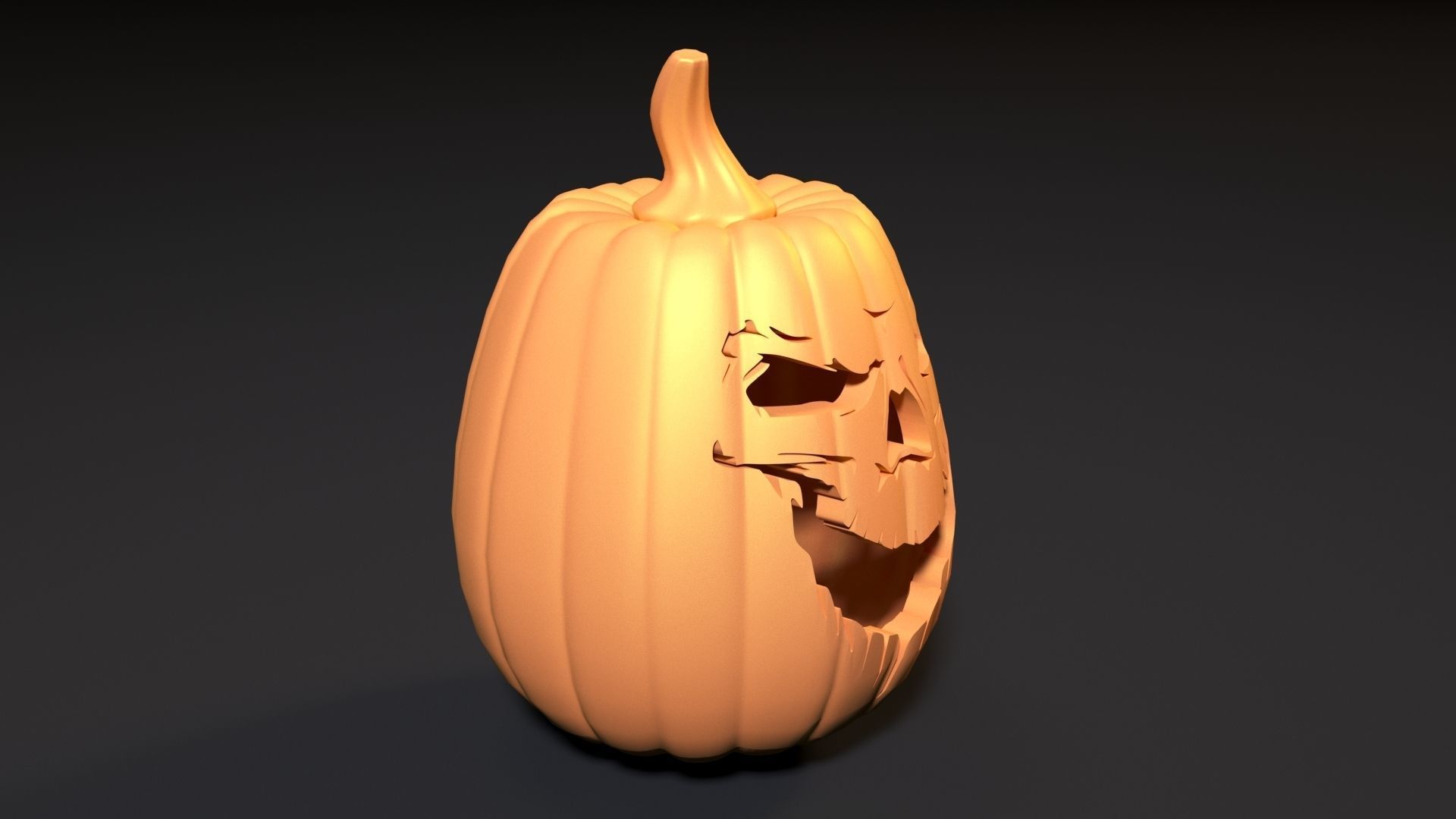 Scary halloween pumpkin 3D print model_9