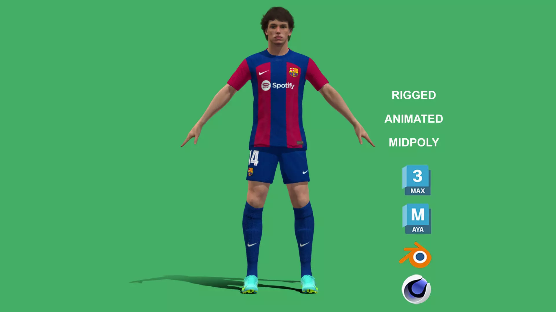 3D Rigged Joao Felix Barcelona 2024 3D model