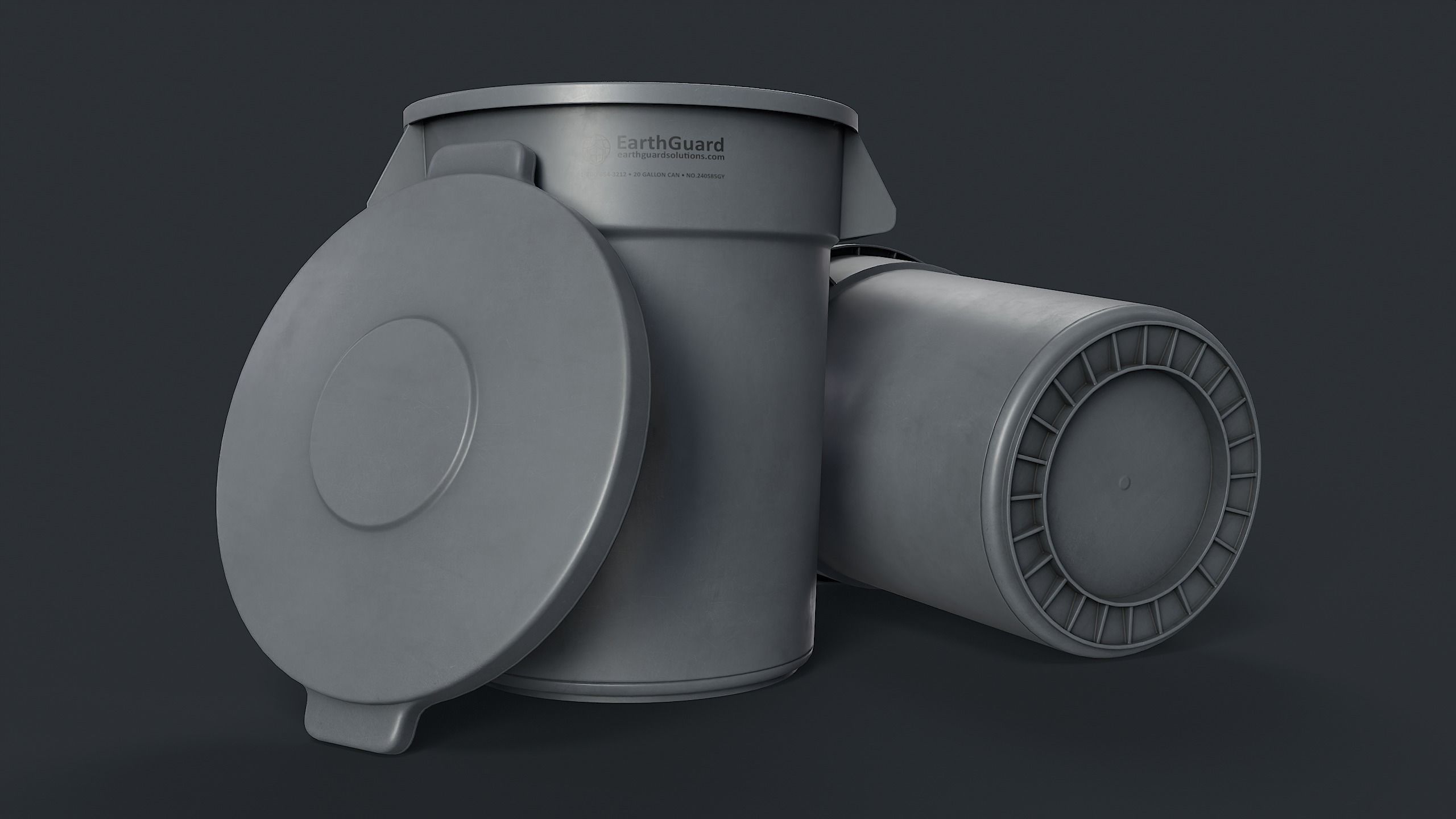 Street Trash Can 39 PBR Game Ready Low-poly 3D model_2